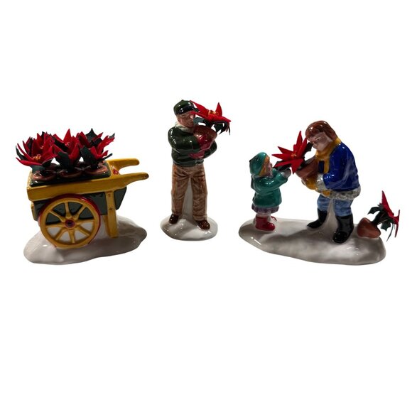 The Original Snow Village "Poinsettias For Sale" Handpainted Ceramic Accessories - Picture 1 of 8